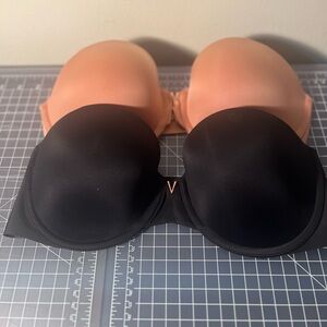Victoria's Secret Bare—Illusions Smooth Uplift Strapless Bra (Black and Nude)